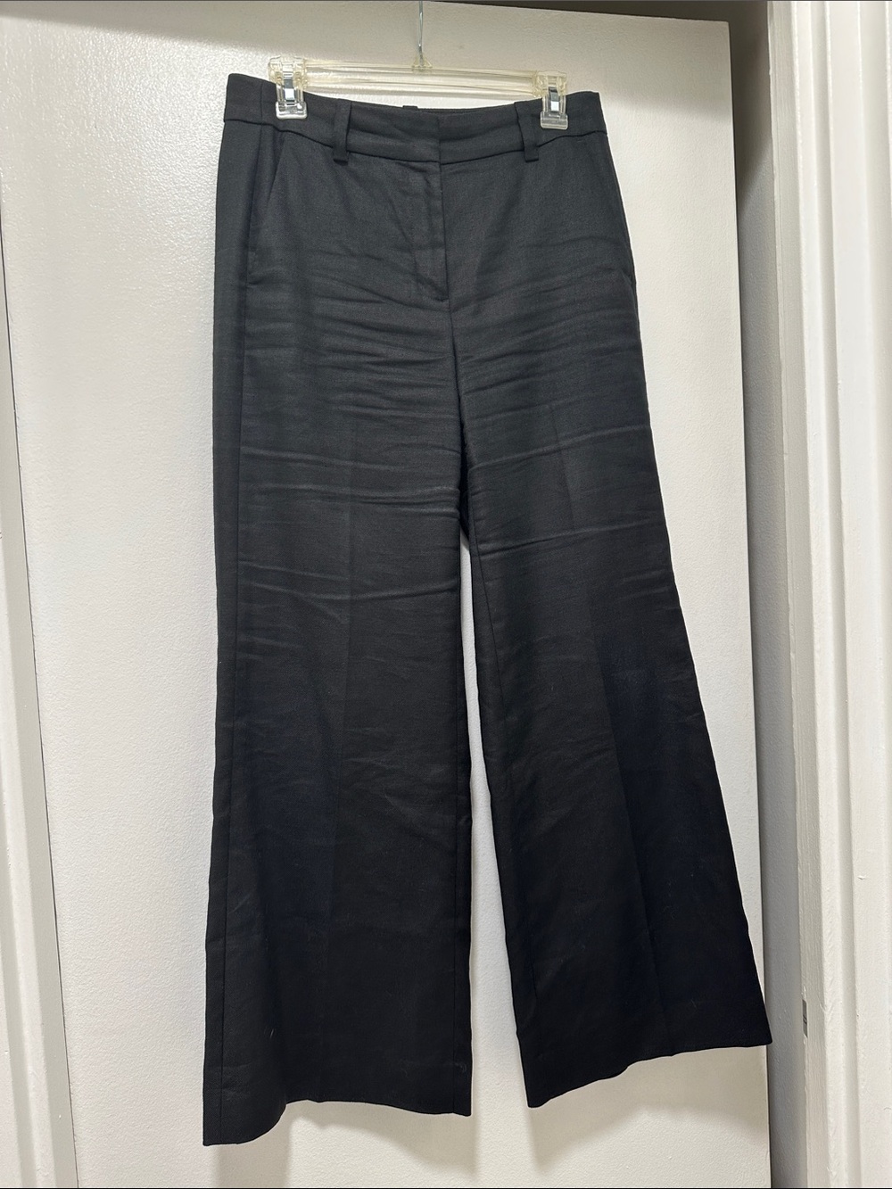 J Crew Black Wide-Leg Linen Carolina Pants, sz 6P - Picture 8 of 14